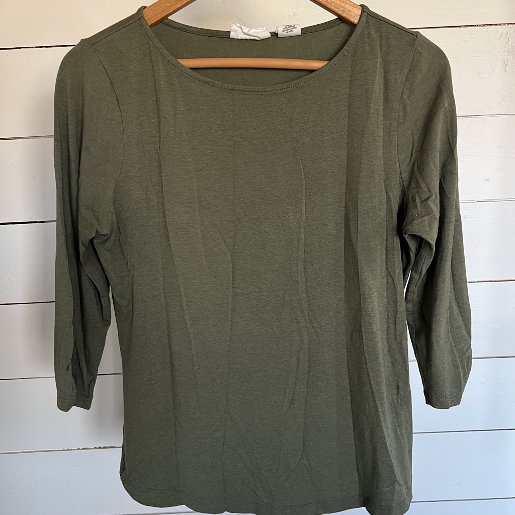 Nicole Miller Forest Green Long Sleeve Top